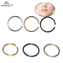 2 шт 0,8*8 мм кольцо для носа золото серебро черный хирургическая сталь Регулируемая вручную бесшовное кольцо в нос пирсинг ювелирные изделия