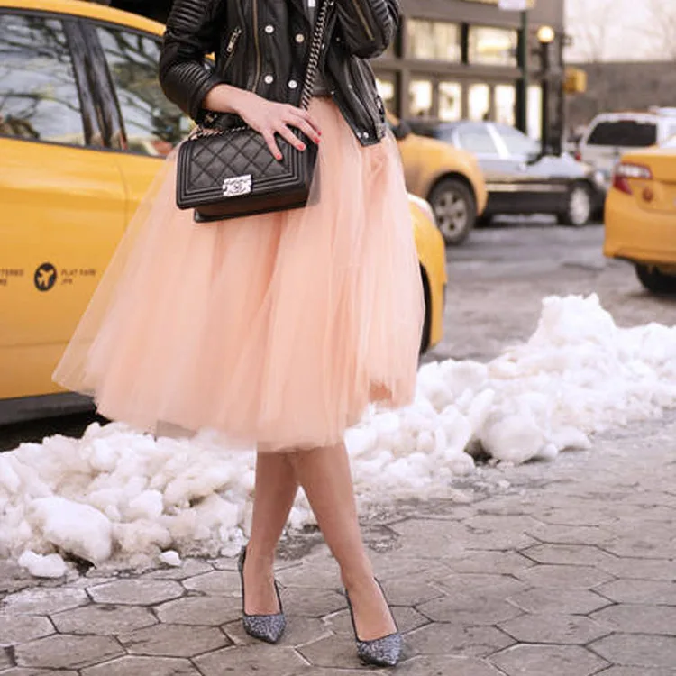 

Tulle Skirts Womens Black Gray White Adult Tulle Skirt Elastic High Waist Pleated Midi Skirt 2018
