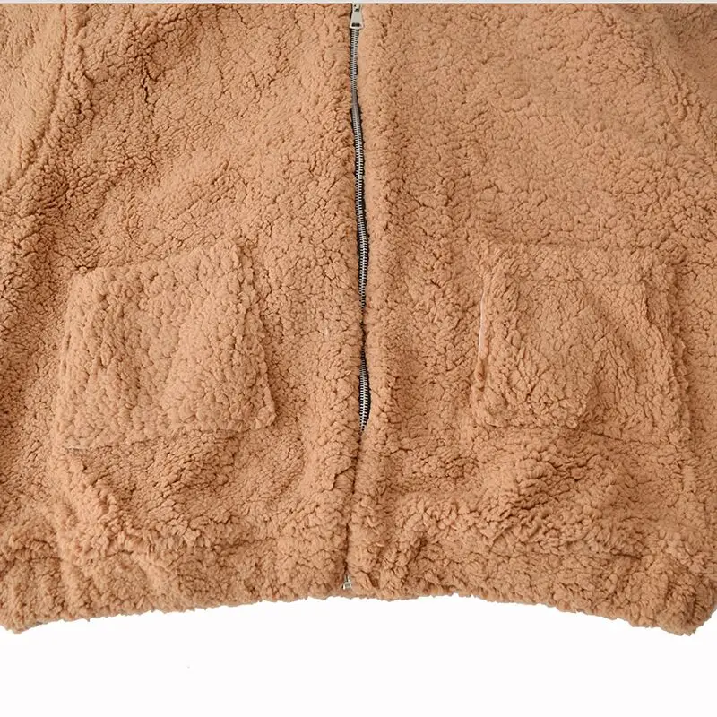 N. POKLONSKAYA Толстая овечья шерсть зимняя куртка для женщин искусственный мех теплые пальто Верхняя одежда с карманами на молнии повседневное свободное плюшевое пальто
