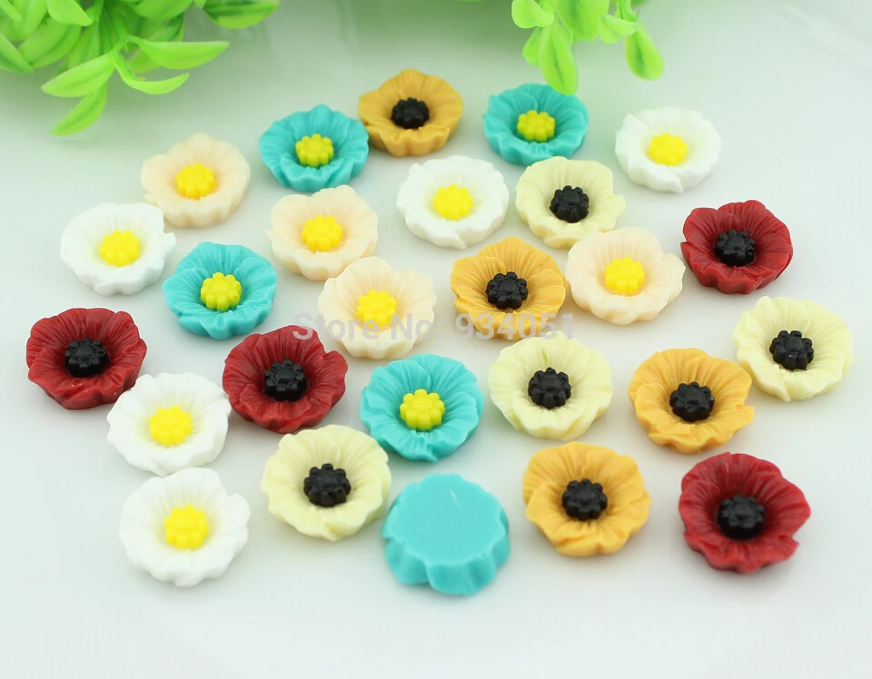 Buy Set of 100pcs Resin Artificial Flower Flatback
