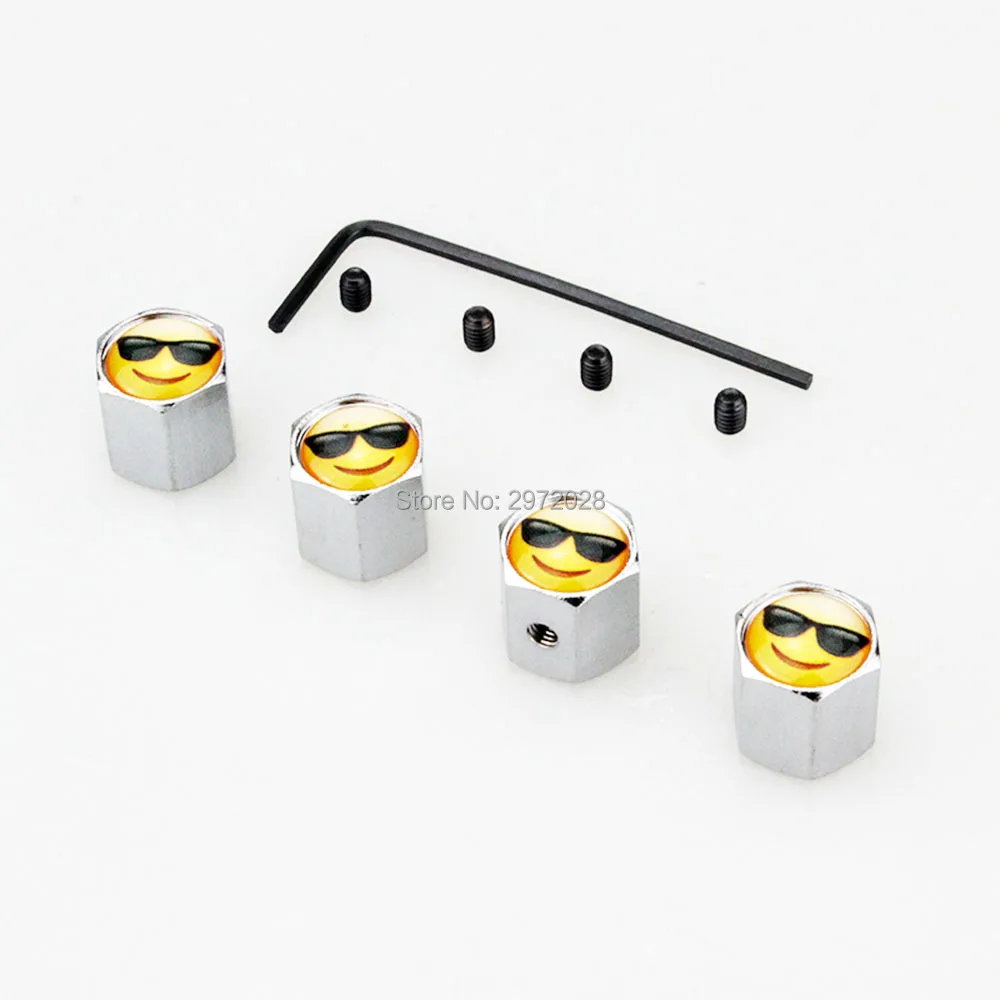 4 x Car Styling Funny Smile Face Anti theft Stainless Wheel Tire Valve