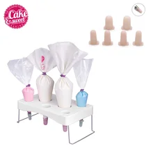 Торт Глазурь полка для пакета пластиковый трубопровод мешок Стенд торт крем для украшения выпечки сумка держатель 1 шт+ силиконовый наконечник трубы крышка набор 6 шт