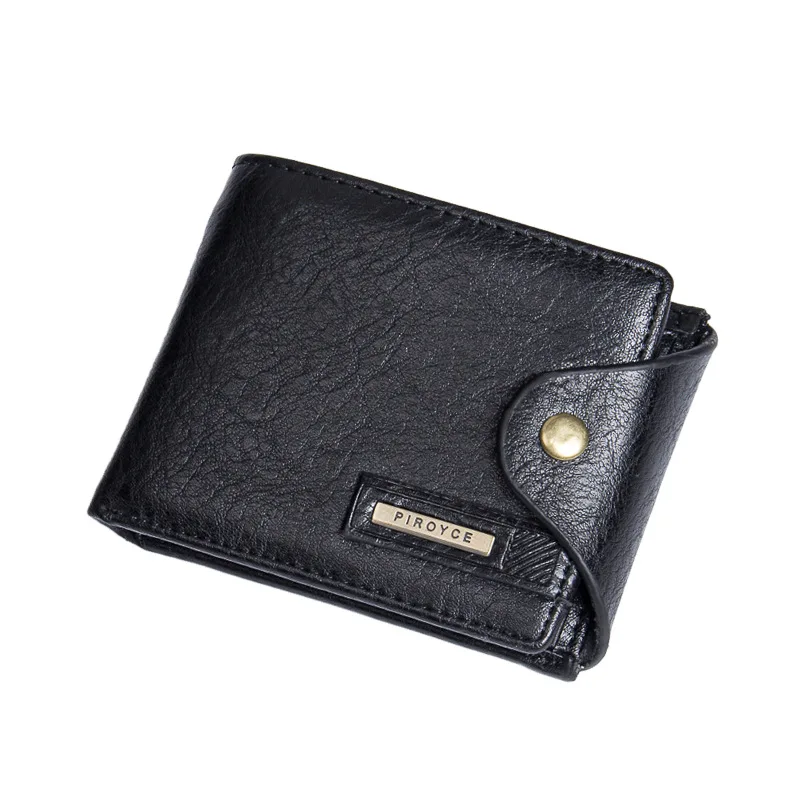 Маленький мужской кошелек, многофункциональный кошелек, мужские кошельки с карманом для монет, на молнии, мужской кожаный кошелек, известный бренд, сумка для денег - Цвет: Черный
