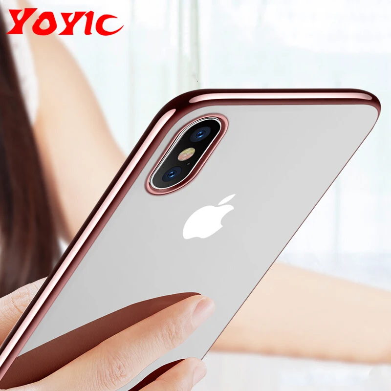 

YOYIC Luxury Soft TPU Electroplating Transparent Phone Cases For iPhone X Case Cover For iPhone X 10 Cases