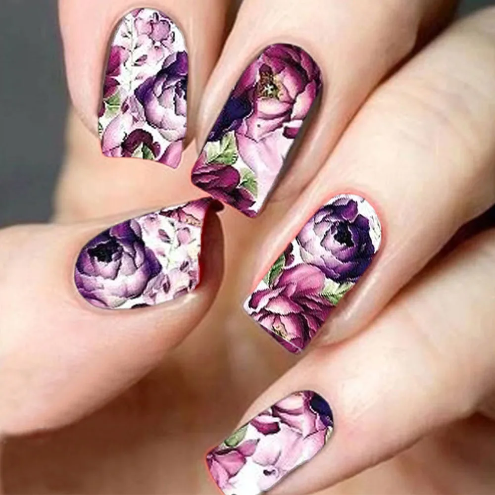 1 Sheet Flower Partten Nail Art Water Transfer Sticker Nail Art