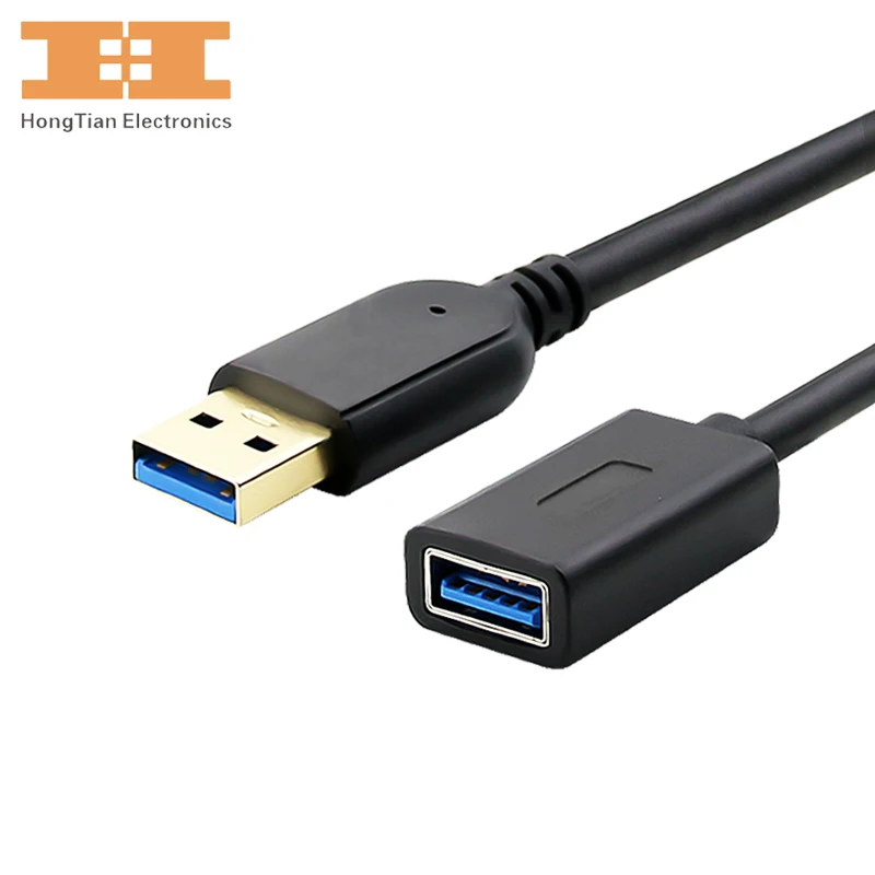 Usb кабель-удлинитель для мужчин и женщин супер скорость USB3.0 Золотая пробка кабели синхронизации данных 1 м 2 м 3 м для мыши usb концентратор флэш-накопитель Hdd - Цвет: Черный