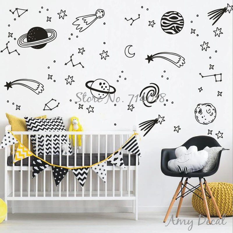 Vinyl Wall Decals Universe Space Wall Sticker Star Wall Art Kids
