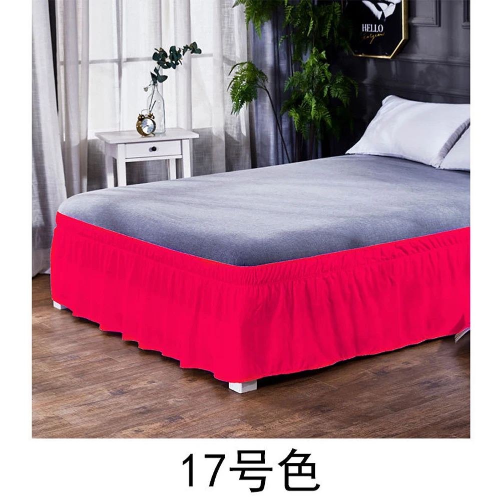 Новая однотонная эластичная юбка для кровати с оборками, покрывало для кровати, 4 цвета, практичная, не выцветает, юбка для кровати - Цвет: Rose Red