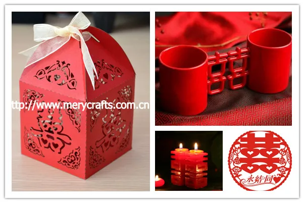 Chinese new year decorations made in China double happiness favor boxes