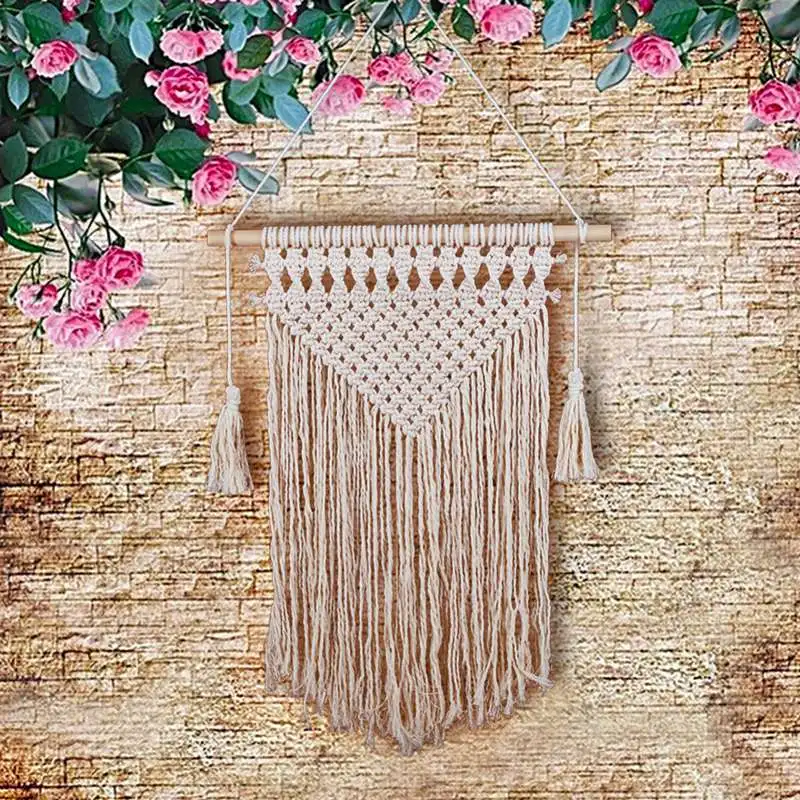 Handwoven хлопковой нитью Craft Уникальные украшения дома поставки чешские ручной кисточкой гобелен веревки гобелен