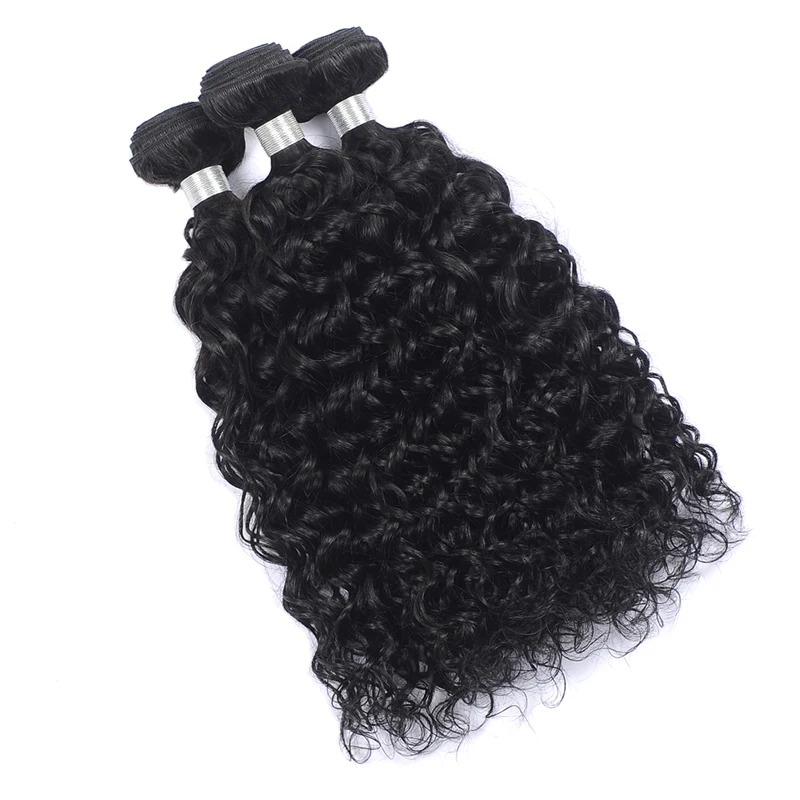 Pinshair Human Hair Weave Bundles Natural Black Water Wave Hair Extensions 1/3/4 Pieces Non-Remy Indian Hair Bundles