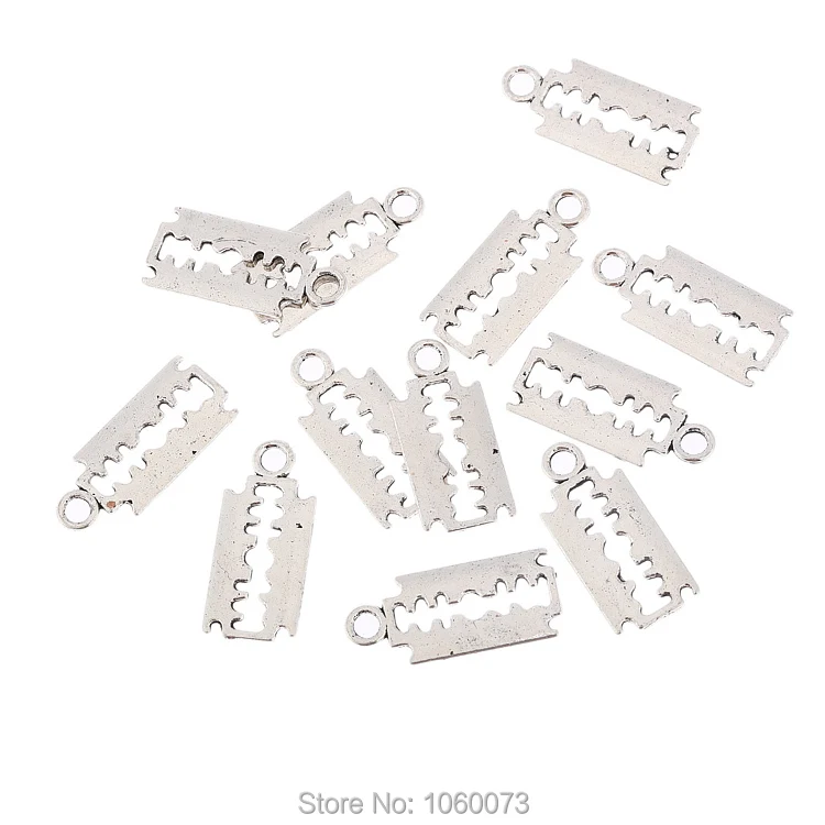 50pcs Antique Silver Alloy Shaving Blade Charms Pendant Jewelry DIY Accessories 50pcs Antique Silver Alloy Shaving Blade Charms Pendant Jewelry DIY Accessories