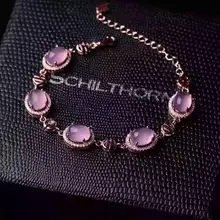 Настоящий Розовый Халцедон Браслет 925 стерлингового серебра рубиновые серьги браслет классические ювелирные украшения для женщин