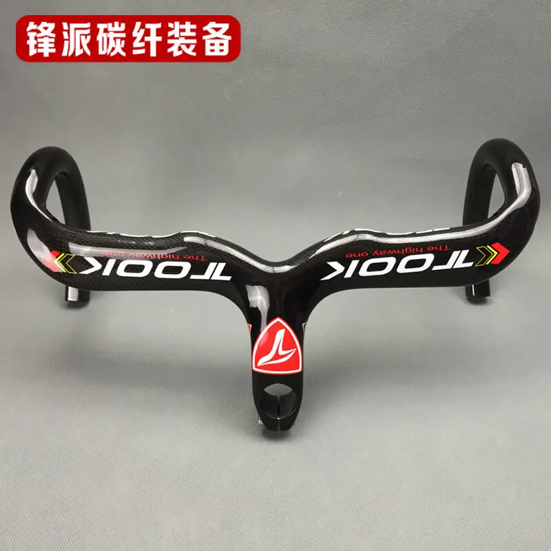 

TOSEEK Carbon Fiber Ox Horn Handlebar Stem Integrated Handlebar Road Bike Racing Bent Bar 400/420/440mm Handlebar