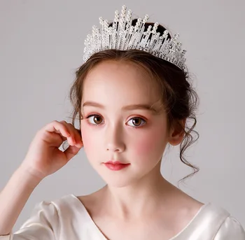 

Tinksky Delicate Wedding Party Children Flower Girl Crystal Rhinestones Heart Shaped Crown Headband Tiara (Silver/gold)