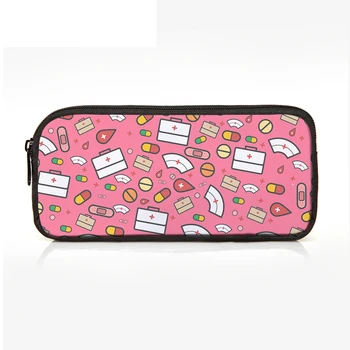 

Noisydesigns Pink Cartoon Nurse print women Cosmetic Cases Casual School Students Pencil Bags Children Pencil Case for Boys Girl