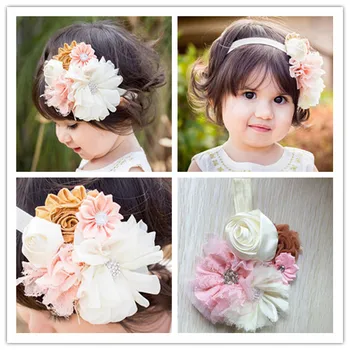 

NEW Girls Flower Lace Rhinestone Headband Girl Cute Elastic Hair Band Kids Hair Accessories Head Bands For Hair Styling Tools
