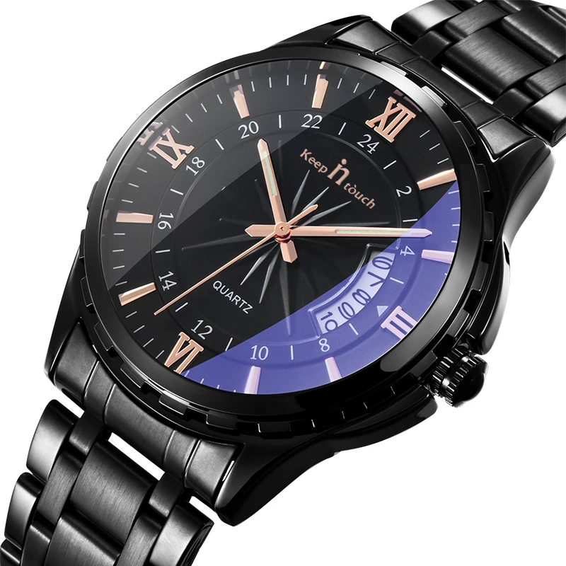 

Keep in touch Waterproof Noctilucent Casual Luxury Fashion Men Quartz Watches Retro Steel Band Calendar Clock relogio masculino