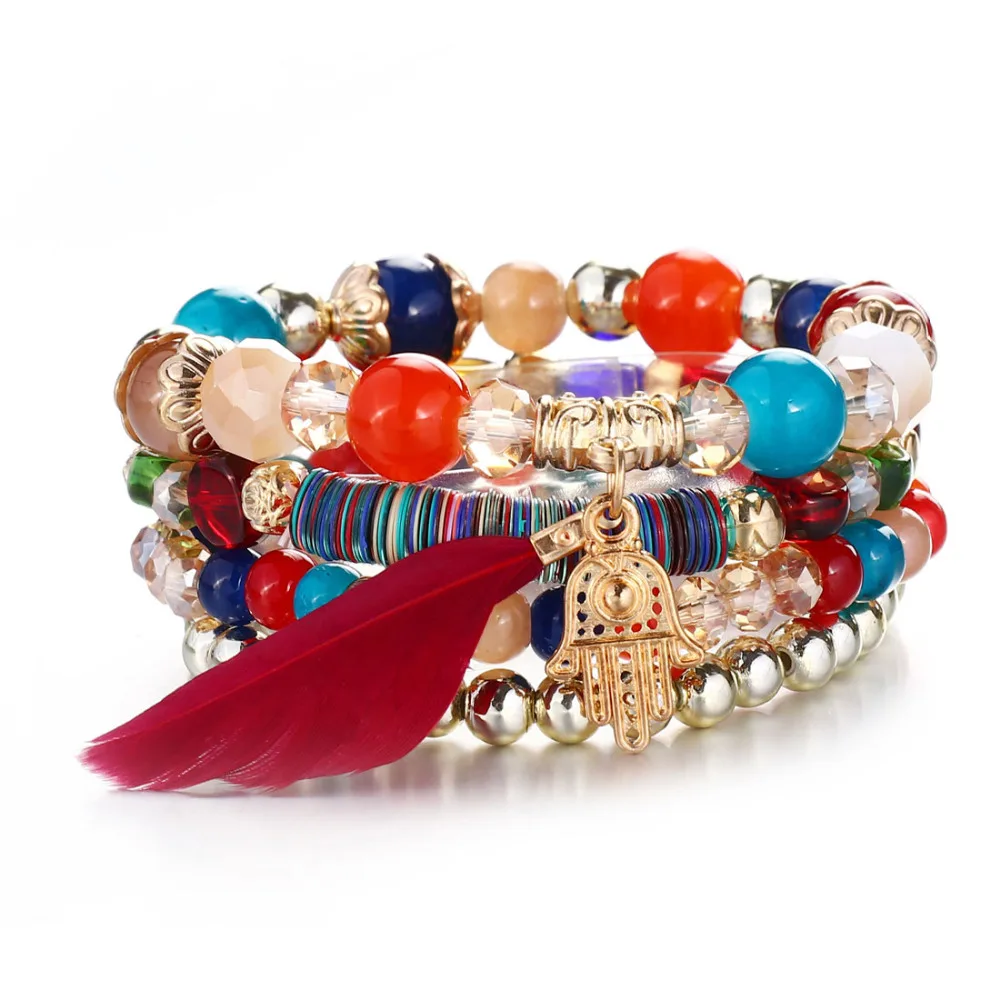

Women Fashion bracelet Multilayer Beads Bangle Tassels Bracelets beaded tassel bracelet Gift for women ladies