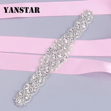 YANSTAR(5pcs) Wholesale Bridal Handmade Rhinestones Appliques For Wedding Dress Sash Rose Gold Clear Crystal Rhinestones