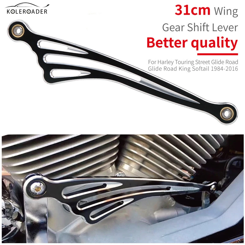 KOLEROADER 31CM Wing CNC Shifter Linkage Gear Shift Lever For Harley