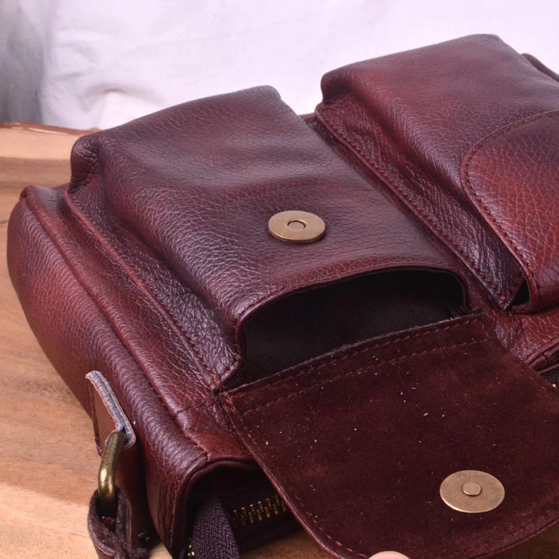 EUMOAN Cowskin shoulder bag, Guangzhou casual head leather slant bag, cross leather fashion men's bag