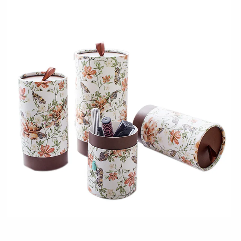 

Xin Jia Yi Packaging Colorful Paper Box Printing Flower Pattern Round Shape Lid Drawer Tube Paper Bag Boxes Fashion Gift Set