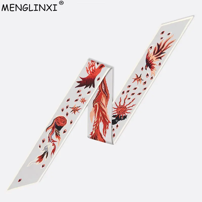 

Fire Phoenix Luxury Brand Silk Scarf 2019 Design Constellation Scarf Women Bag Hair Skinny Scarf Wrist Towel Foulard Femme Tie