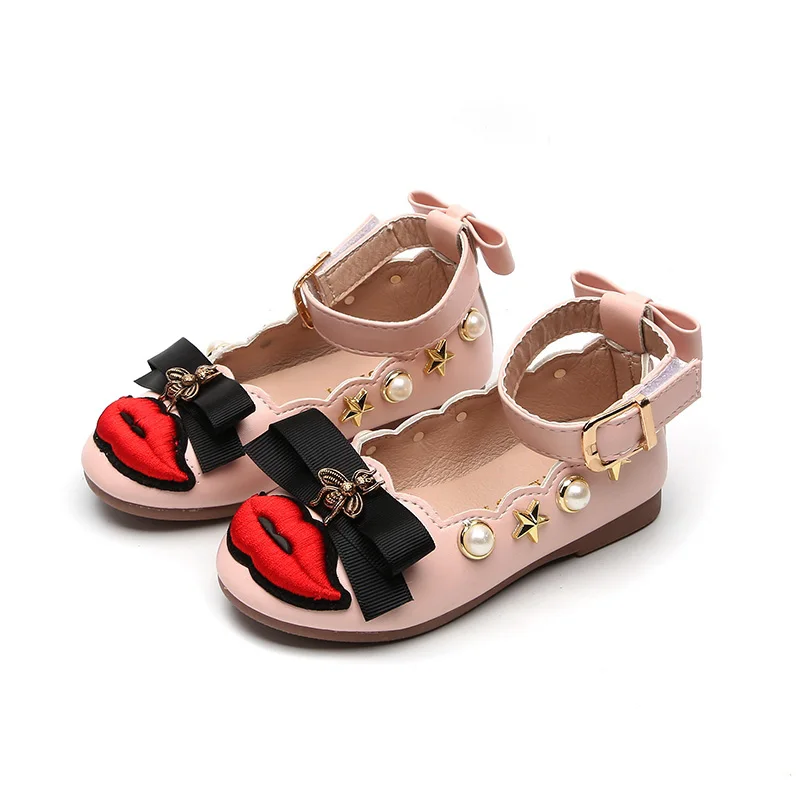 

Kids Shoes for Girl Princess Flat 2019 Spring New Fashion Pearl Bow Children Shoes Girls Shoes Pu Leather Sandals Baby Shoes
