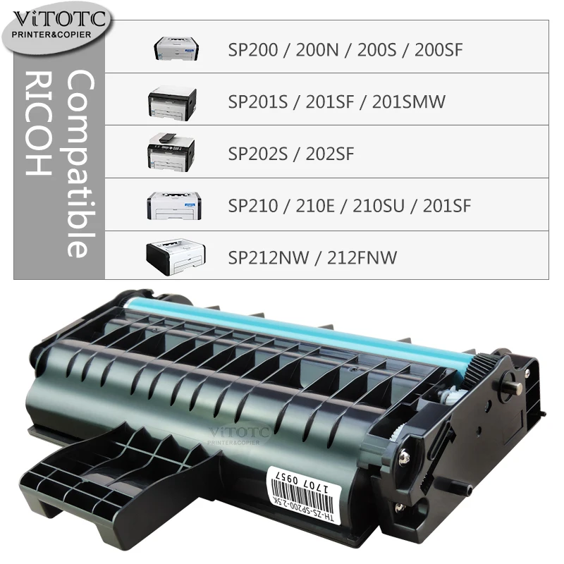 Тонер картридж SP200 совместимый с Ricoh SP201SF sp202 SP203 SP210SU SP212 SP212Nw 221SF SP213 sp213NW 407259 407258|toner