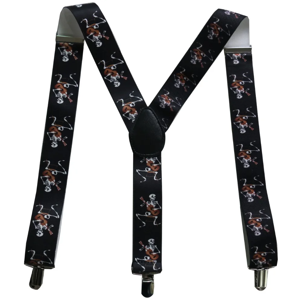 Free Shipping 2018 New Adult Clip On Adjustable 3.5cm Wide Skull Guitar