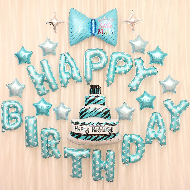 

1set 16inch Happy Birthday Letter foil balloons Crown bow-knot Cake Shape ballon Baby Shower Birthday Party Decoration Supplies