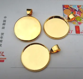

Blank Pendant Bases Curved Round Bezel with Bail Connector Settings DIY Findings Golden tone Plated Brass Wholesale