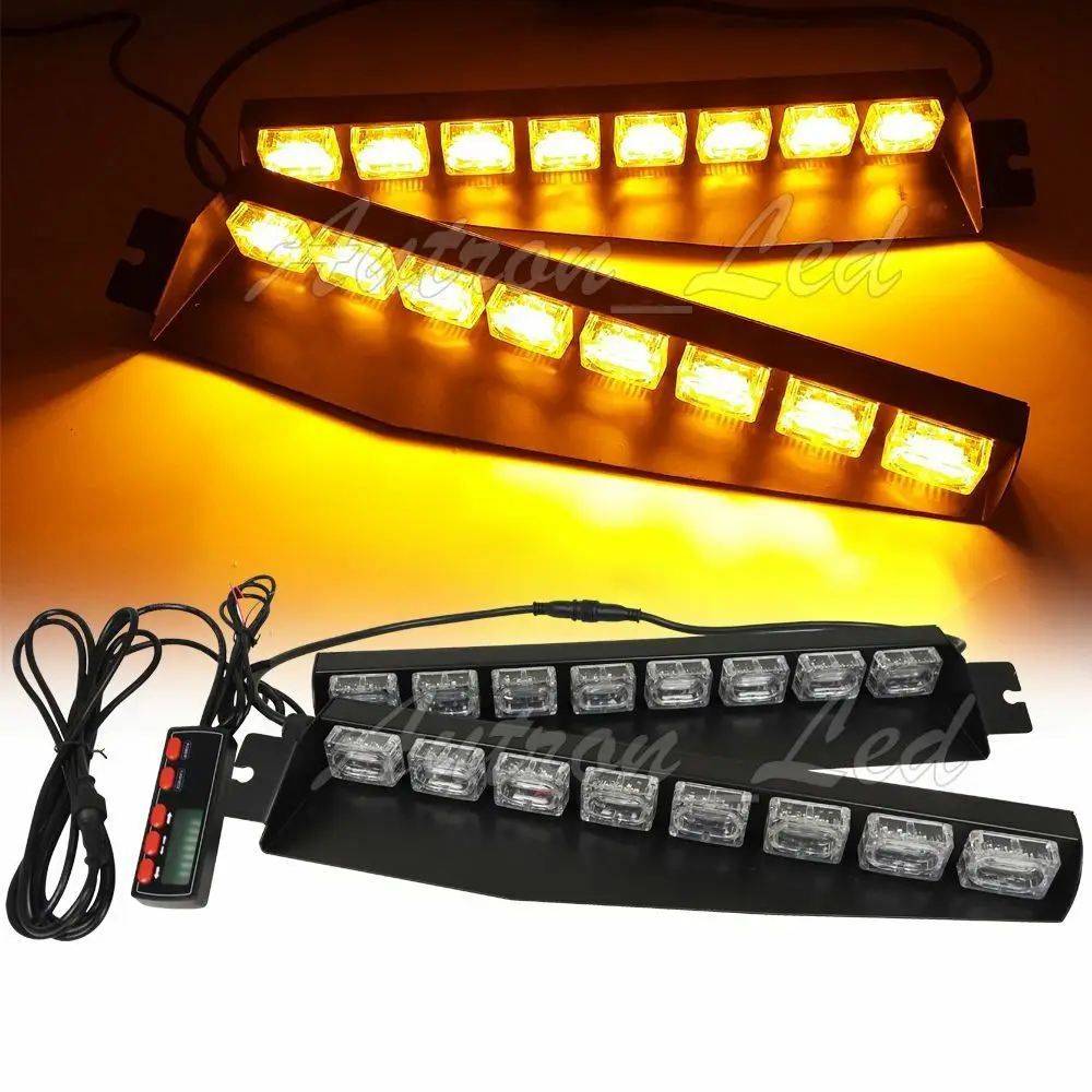 

34" 48W LED Emergency Warning Flash Visor Dash Deck Split Strobe Light Bar Amber