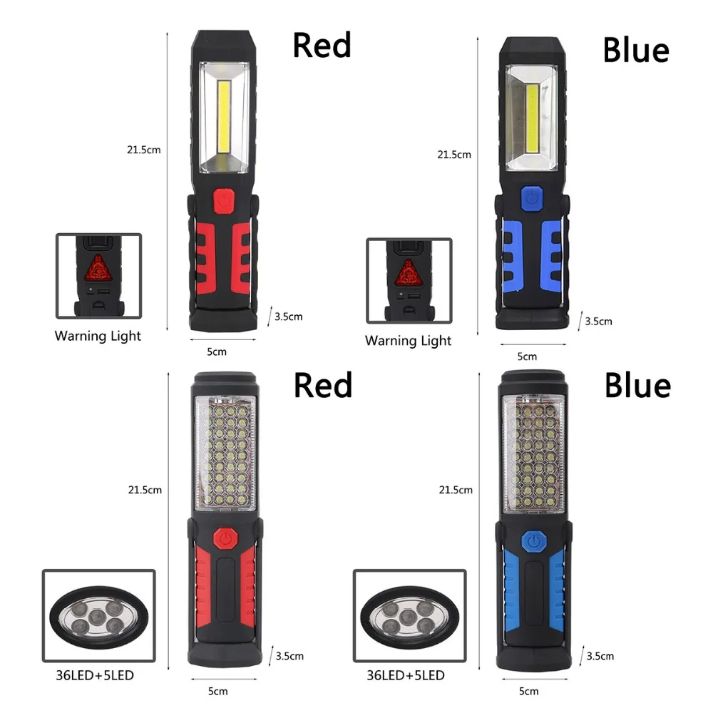 Usb зарядка 36+ 5LED Магнитный рабочий ручной флэш-светильник аварийный осмотр Рабочий фонарь светильник с крюком магнит портативный фонарь