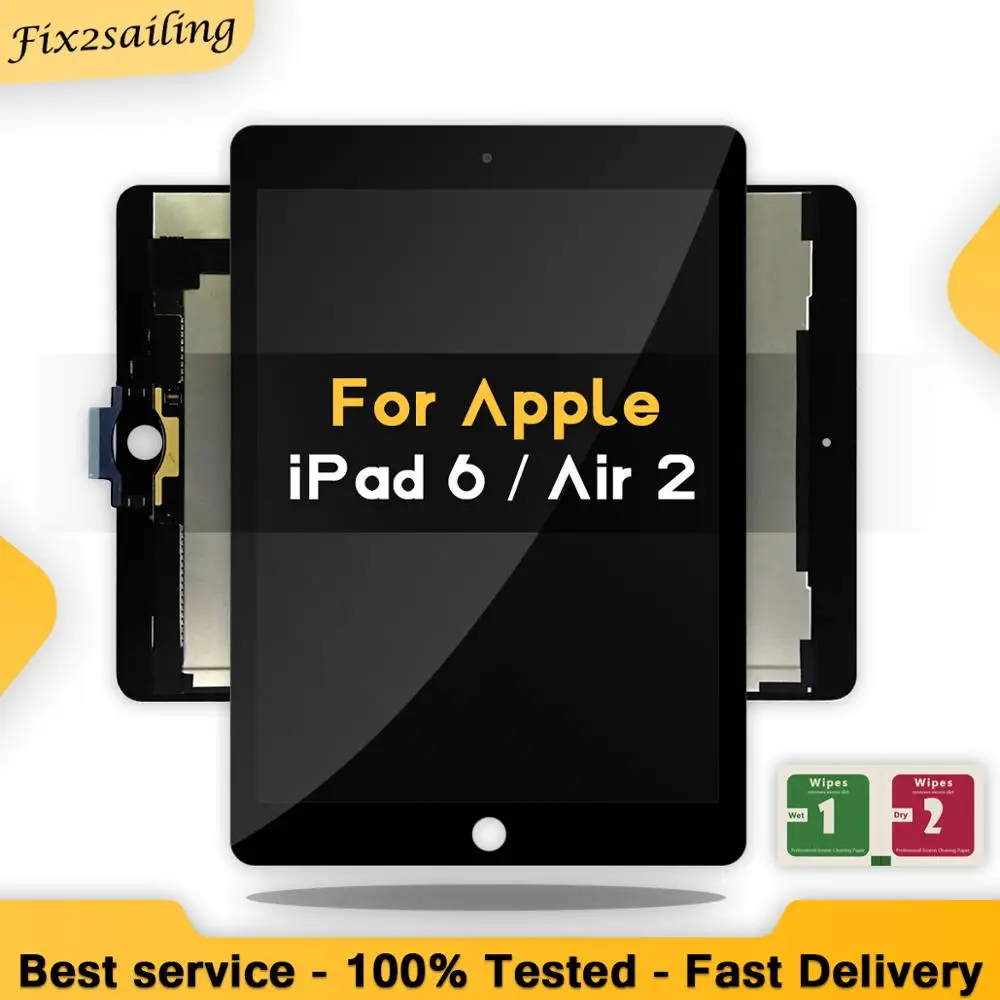 

9.7" Lcds For Apple Ipad Air 2 ipad 6 A1567 A1566 Lcd Display With Touch Screen Digitizer Panel Assembly Complete with adhesive
