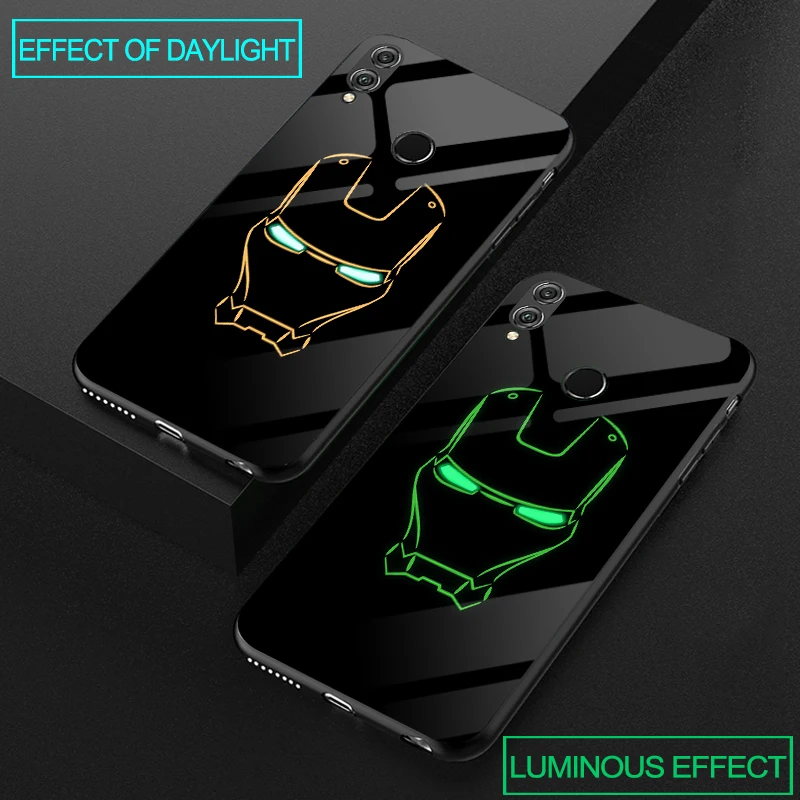 

Luminous Rion Man Tempered Glass Case For Huawei P Smart FIG-LX1 Coque Glass Back Cover Case For Huawei Honor 7X 8X