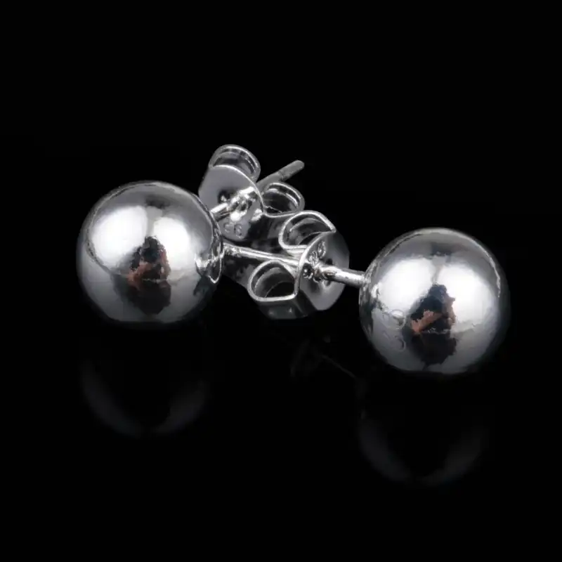 2017 Бесплатная доставка изделия действительно 925 серебряный шар простые серьги контракт круглый жемчуг серебряные серьги 4 мм