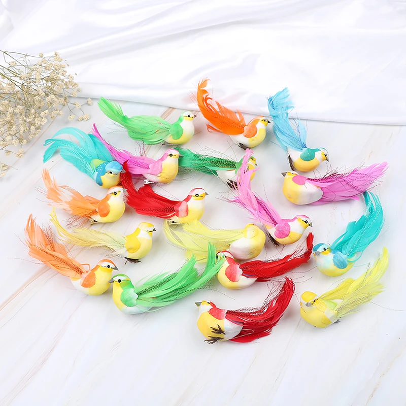 Cute Artificial Decoration Bird Model DIY Artificial Sparrow Colorful Mini Bird Foam Feather Tit Craft Birds Emulation