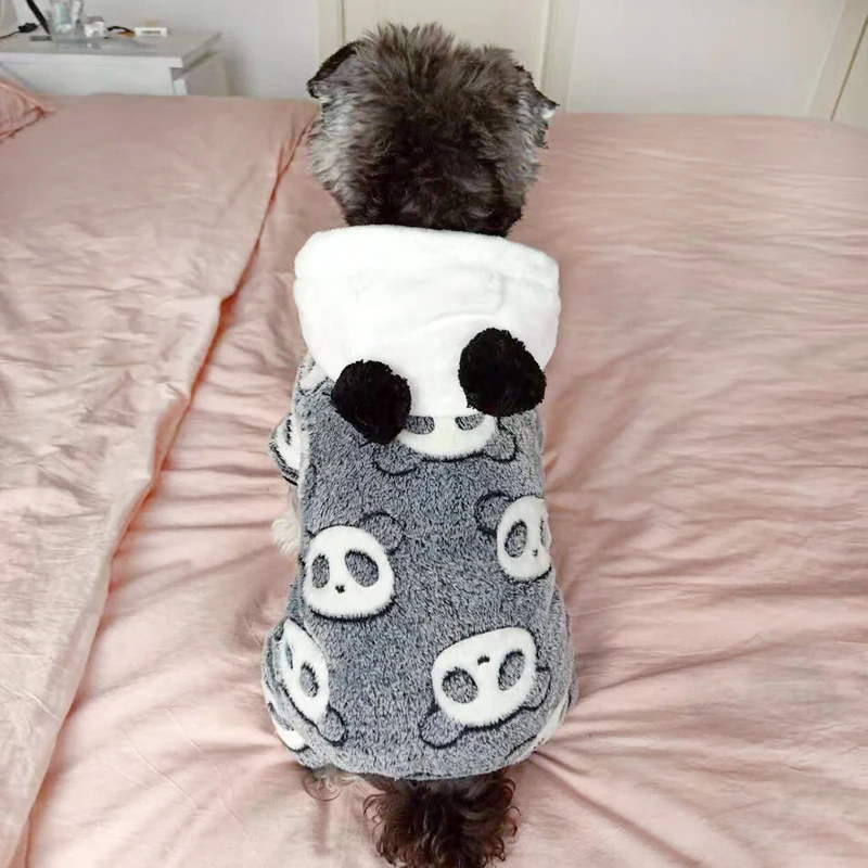 Милая Пижама с пандой для собак, комбинезон, теплая одежда для собак, зимняя верхняя одежда для питомца, чихуахуа, пуделя, щенка, щенка, Пижама - Цвет: Черный