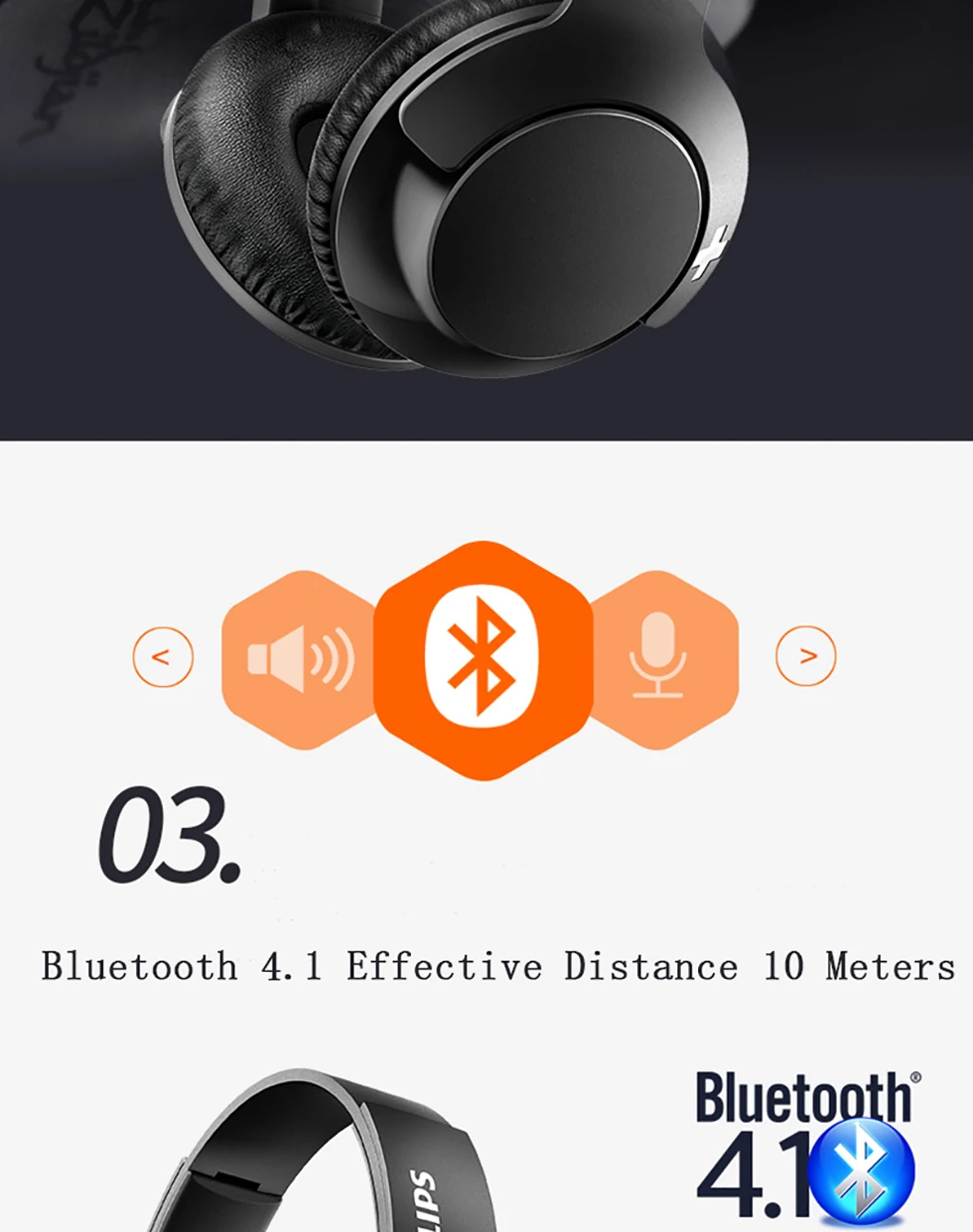 Philips беспроводной SHB3175 наушники с Bluetooth 4,1 бас + HD качество звука Кнопка управление Поддержка вызова и музыка гарнитура