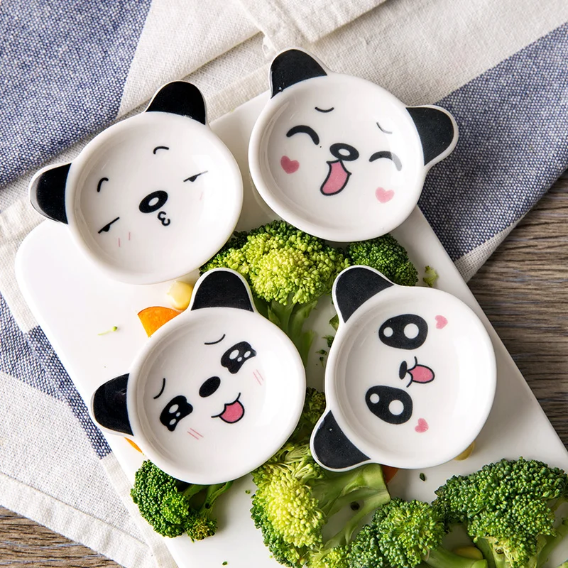 Mini Cartoon Panda Ceramic Dish 1pc for Home Soy Sauce Seasoning Saucers ceramic soy sauce dish