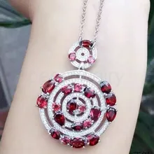 Реальный гранатовый кулон природного происхождения Гранат 925 стерлингового серебра ювелирные украшения Роскошные ювелирные изделия для мужчин или женщин# BR16090951