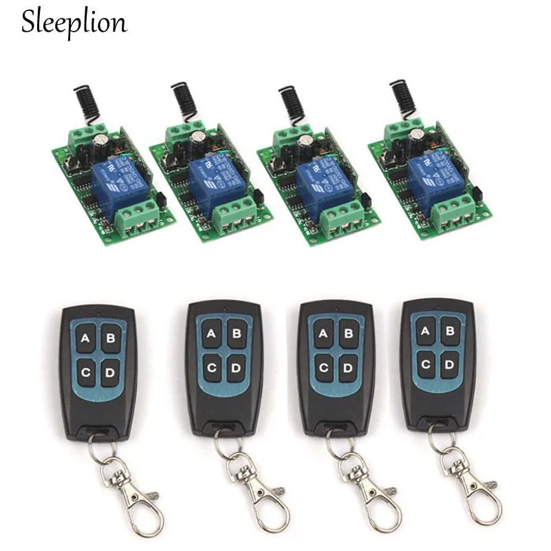 Sleeplion DC 12V 1CH RF Wireless Switch 4 4 key Waterproof Remote Transmitter 4 font b