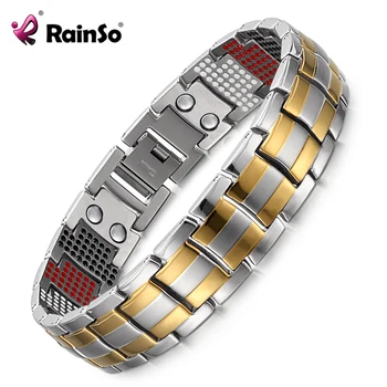 

RainSo Male Bracelet Popular Fashion Dropshipping Bracelets & Bangles Charm Germanium Magnetic H Power Titanium Bracelet 2020