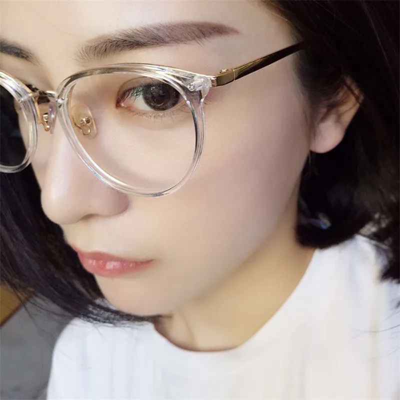 

Vazrobe Transparent Glasses for Women Female Round Eyeglasses Frame Circle Nerd TR90+Alloy optical clear lens unisex men eyewear