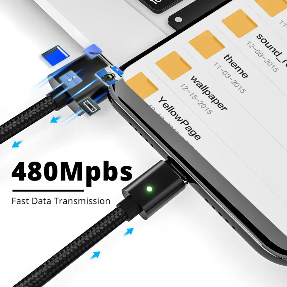 Ankndo usb type C кабель Магнитный зарядный type-C нейлоновый шнур 3,0 Быстрая Зарядка Синхронизация данных USB C провод для мобильных телефонов