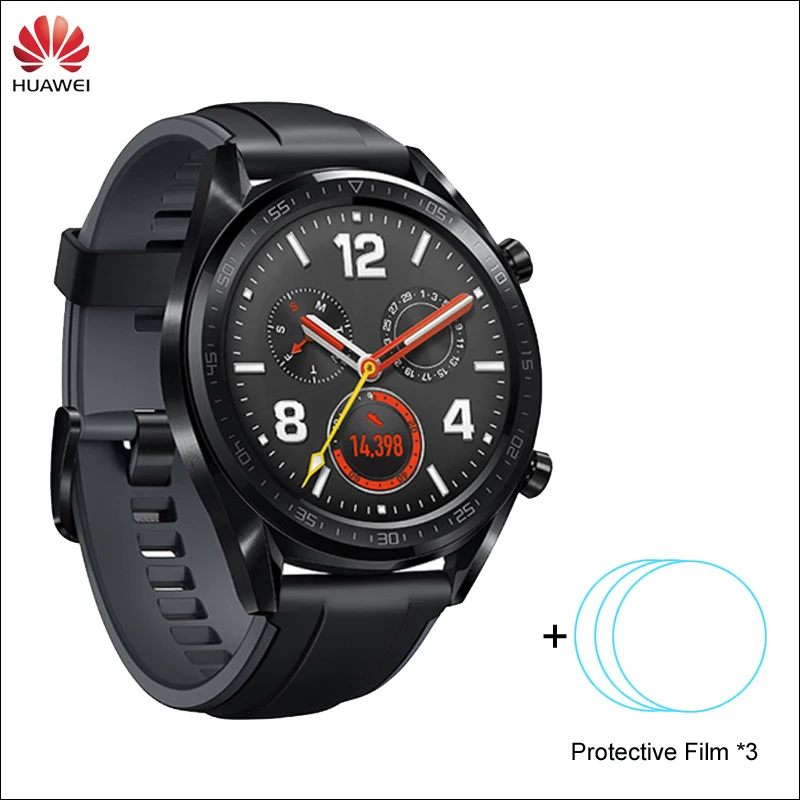 Huawei Watch GT Смарт часы Поддержка gps NFC 14 дней Срок службы батареи 5 атм водонепроницаемый телефонный Звонок трекер сердечного ритма для Android iOS - Цвет: SBlack n Film