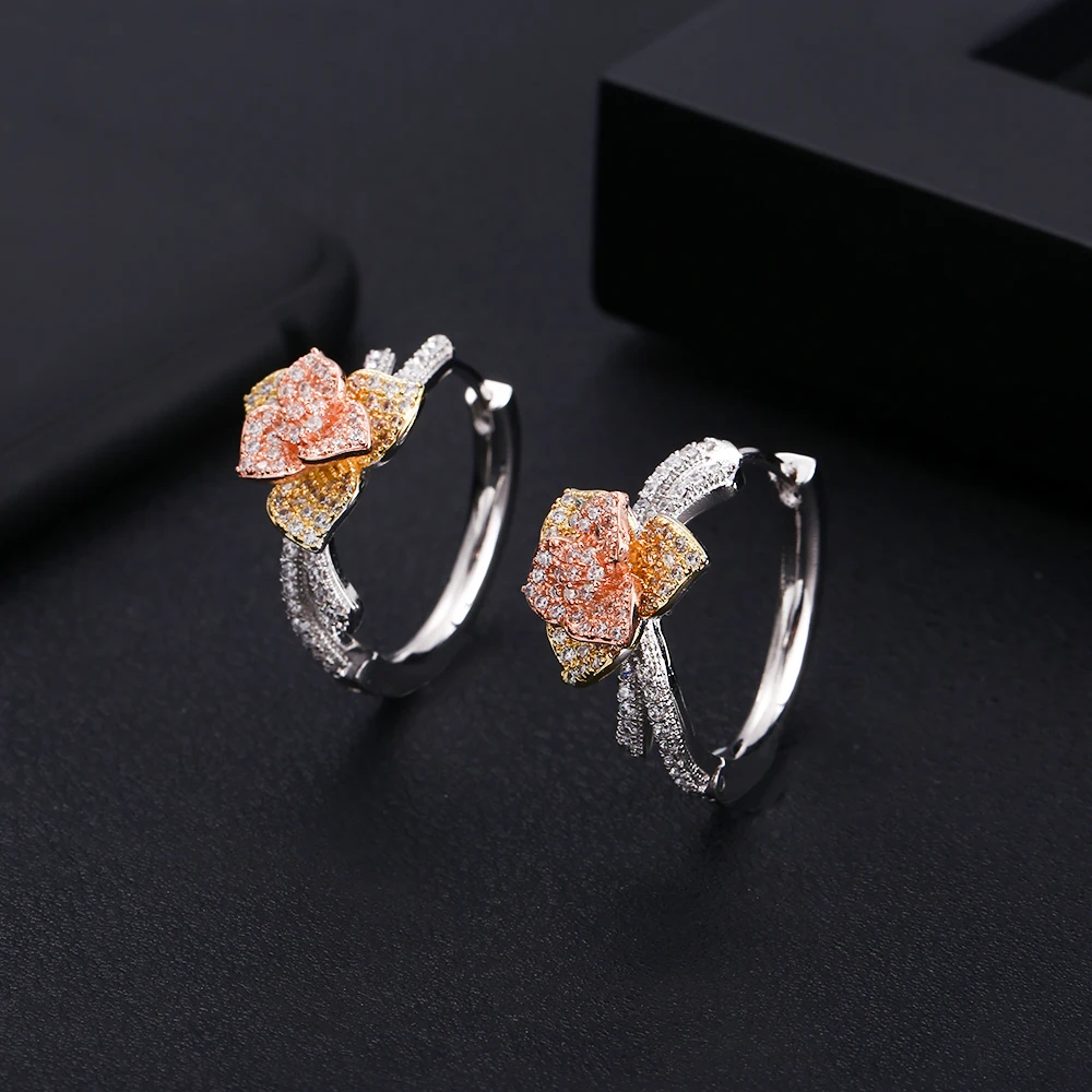 

janeklly trendy Geometric Circle Hoop Earrings For Women Accessories Full Cubic Zirconia Earrings Jewelry pendientes mujer moda