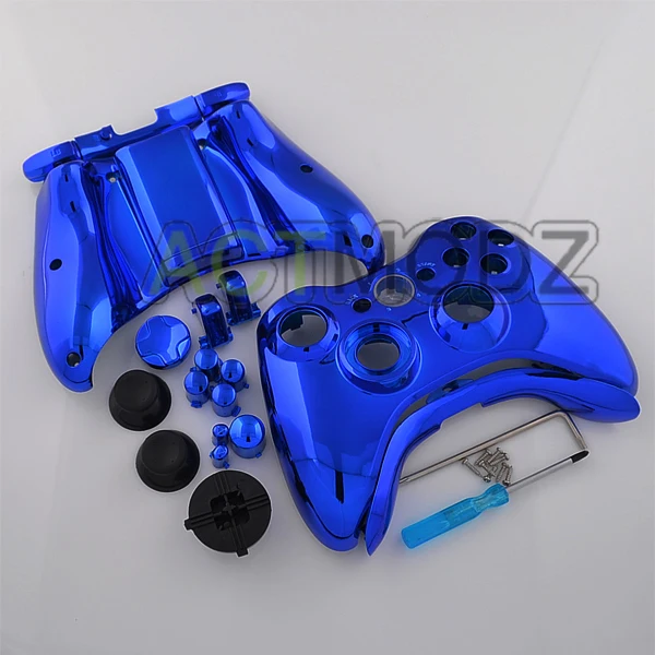 Custom Full Chrome Deep Blue Kits Housing For Xbox 360 Controller Shell